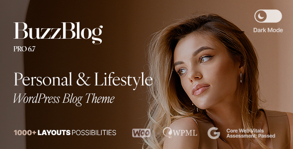 Buzz 1.0.0 – Personal & Lifestyle WordPress Blog Theme with Dark Mode