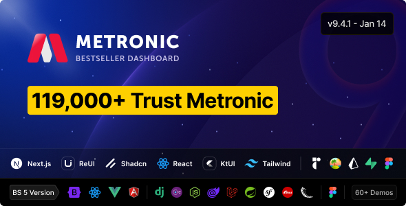 Metronic 1.0.0 – Tailwind, Bootstrap, React, Next.js, Vue, Angular, Laravel Admin Dashboard HTML Template