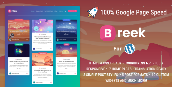 Breek 1.0.0 – Minimal Lightweight Masonry AMP Theme for WordPress