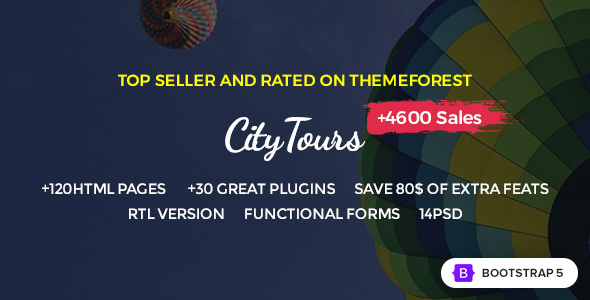 CityTours – Travel and Hotels Site Template 1.0.0