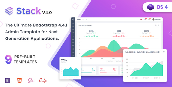 Stack 4.0 – Clean Responsive Bootstrap 4 Admin Dashboard Template
