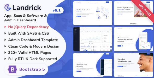 Landrick 1.0.0 – App, Saas & Software Landing & Admin Dashboard Bootstrap 5 Template
