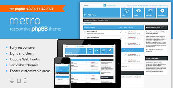Metro 1.0.0 – A Responsive Theme for phpBB3