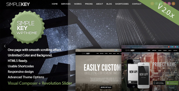 SimpleKey – One Page Portfolio WordPress Theme 3.0