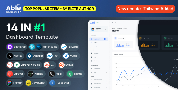 Able Pro 1.0.0 – Bootstrap, Tailwind, React, Nextjs, Angular, Vue, Asp, Laravel Admin Dashboard Template