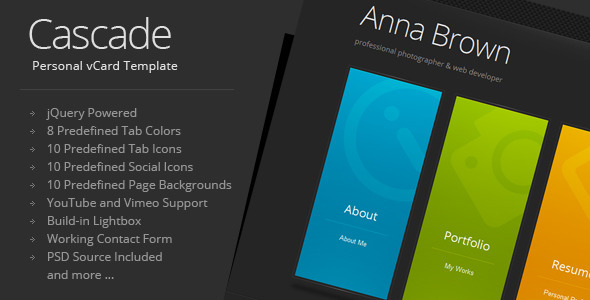 Cascade 1.0.0 – Responsive Personal vCard Template