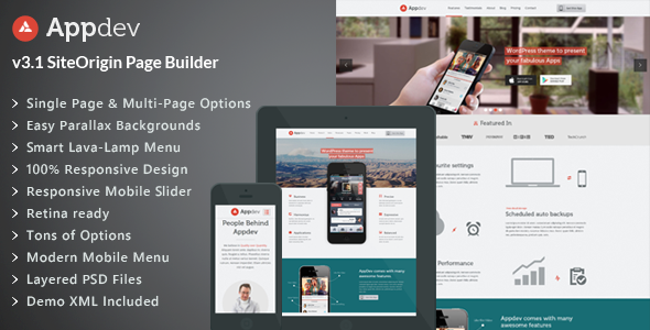 Appdev – Mobile App Showcase WordPress Theme 5.2