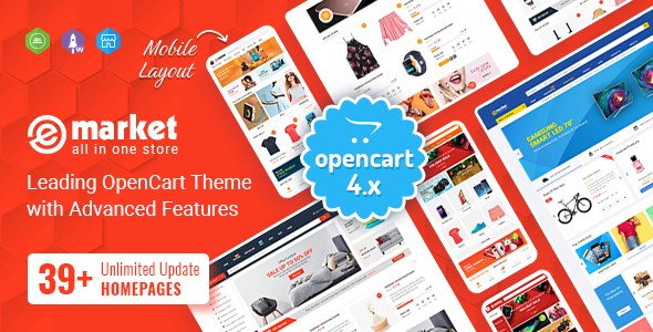 eMarket – Multipurpose MarketPlace OpenCart 4 Theme (39+ Homepages & Mobile Layouts Included) 2.5.0