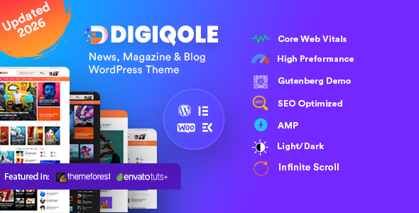 Digiqole 2.2.8 – WordPress Newspaper Magazine Blog Theme