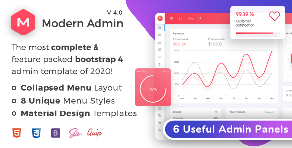 Modern Admin 1.0.0 – Clean Bootstrap 4 Dashboard HTML Template + Material Design