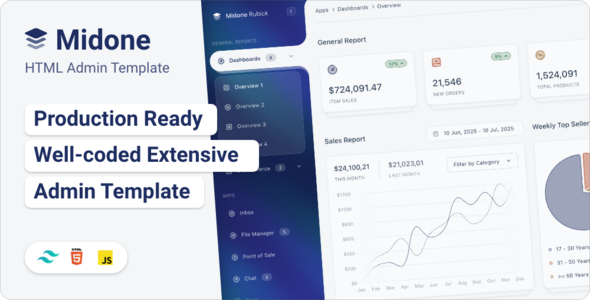 Midone – Tailwind 4+ HTML Admin Dashboard Template 1.0.0