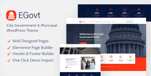 EGovt 1.6.6 – City Government WordPress Theme