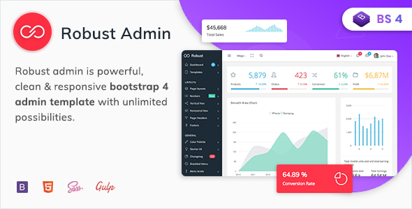 Robust 2.1 – Premium Bootstrap 4 Admin, Dashboard & WebApp Kit Template