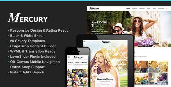 Mercury 1.0.0 – Photography WordPress