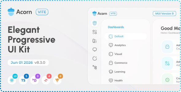 Acorn 19.2.6 – Vite React Admin Dashboard (React 19)