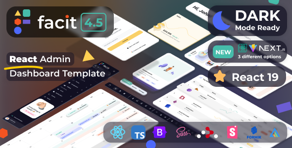Facit React 1.0.0 – React Admin Template (Create React App, Vite or NextJs) [React TS]