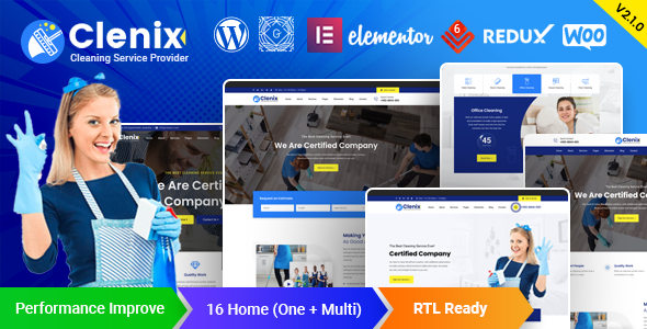 Clenix – Cleaning Services WordPress Theme 5.1.3