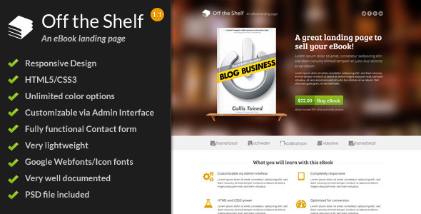 Off the Shelf 1.0.0 – Responsive E-Book Landing Page