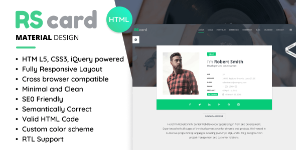 Material CV / Resume HTML Template 1.0.0