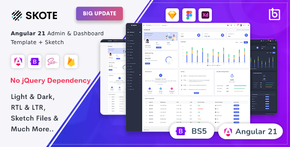 Skote – Angular 21 Admin & Dashboard Template + Sketch 1.0.0