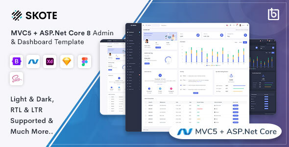 Skote 17.8 – ASP.Net Core 8 & MVC5 Admin & Dashboard Template