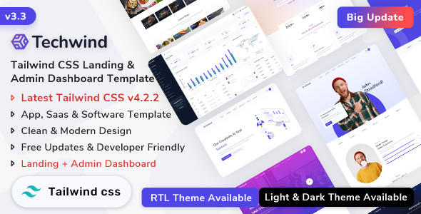 Techwind 1.0.0 – App, Saas & Software Landing & Admin Dashboard Tailwind CSS Template