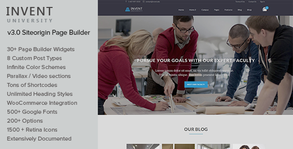 Invent 5.0 – Education Course College WordPress Theme
