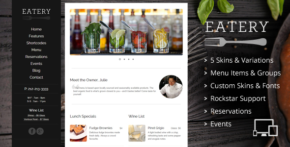 Eatery 2.1 – Responsive Restaurant WordPress Theme