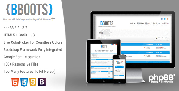 BBOOTS – HTML5/CSS3 Fully Responsive phpBB Theme 3.2