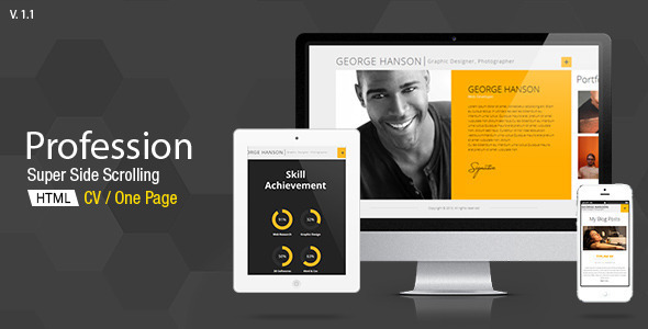Profession – One Page CV WordPress Resume Theme 1.0.0
