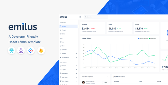 Emilus 4.0.1 – React Admin Template