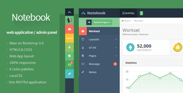 Notebook 1.0.0 – Web App and Admin Template