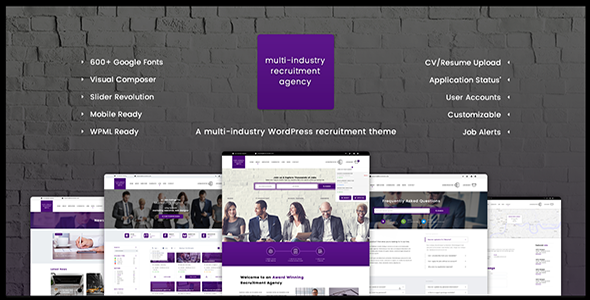 Recruitment Agency 1.0.0 – Multi Industry Responsive WordPress Theme