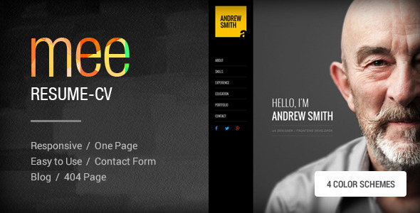 MEE 1.0.0 – Responsive Resume / Personal Portfolio
