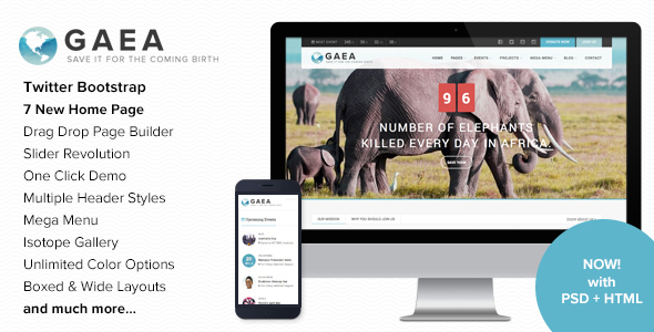 Gaea 6.9 – Environmental WordPress Theme