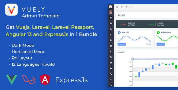 Vuely 1.4.4 – Vuejs, Laravel, Angular 13, Expressjs Material Design Admin Template