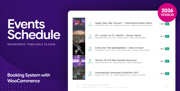 Events Schedule - WordPress Events Calendar Plugin — CodeCanyon > WordPress > Calendars preview