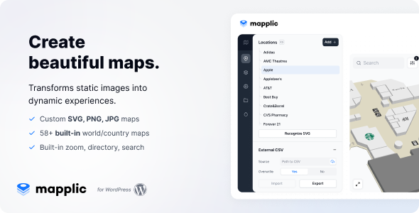 Mapplic - Custom Interactive Map WordPress Plugin — CodeCanyon > WordPress > Utilities preview