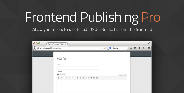 Frontend Publishing Pro - WordPress Post Submission Plugin — CodeCanyon > WordPress > Forms preview