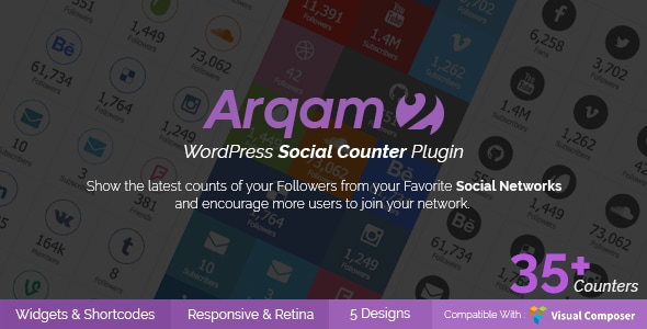 Social Counter Plugin for WordPress – Arqam by TieLabs 1.0.0
