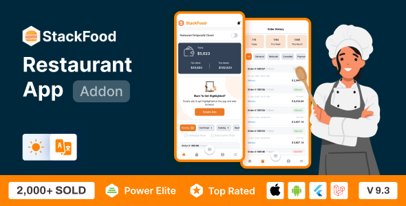StackFood Multi Restaurant Review: Flutter App by sixamtech 1.0.0