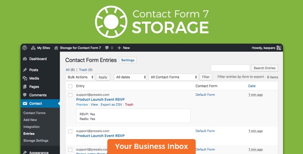 Storage for Contact Form CF7 Review: Saves Entries 6.0