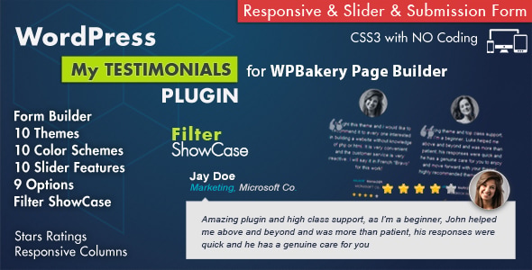 Testimonials Showcase for WPBakery Review: Easy 1.0.0