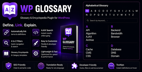 WP Glossary - Encyclopedia / Lexicon / Knowledge Base / Wiki / Dictionary — CodeCanyon > WordPress preview